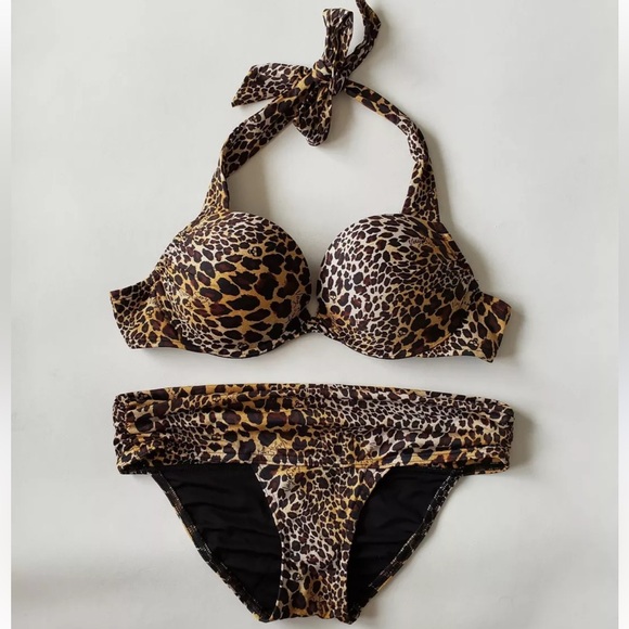 NWOT Victoria’s Secret Bombshell very sexy leopard print bikini. 32B, small - Picture 2 of 9